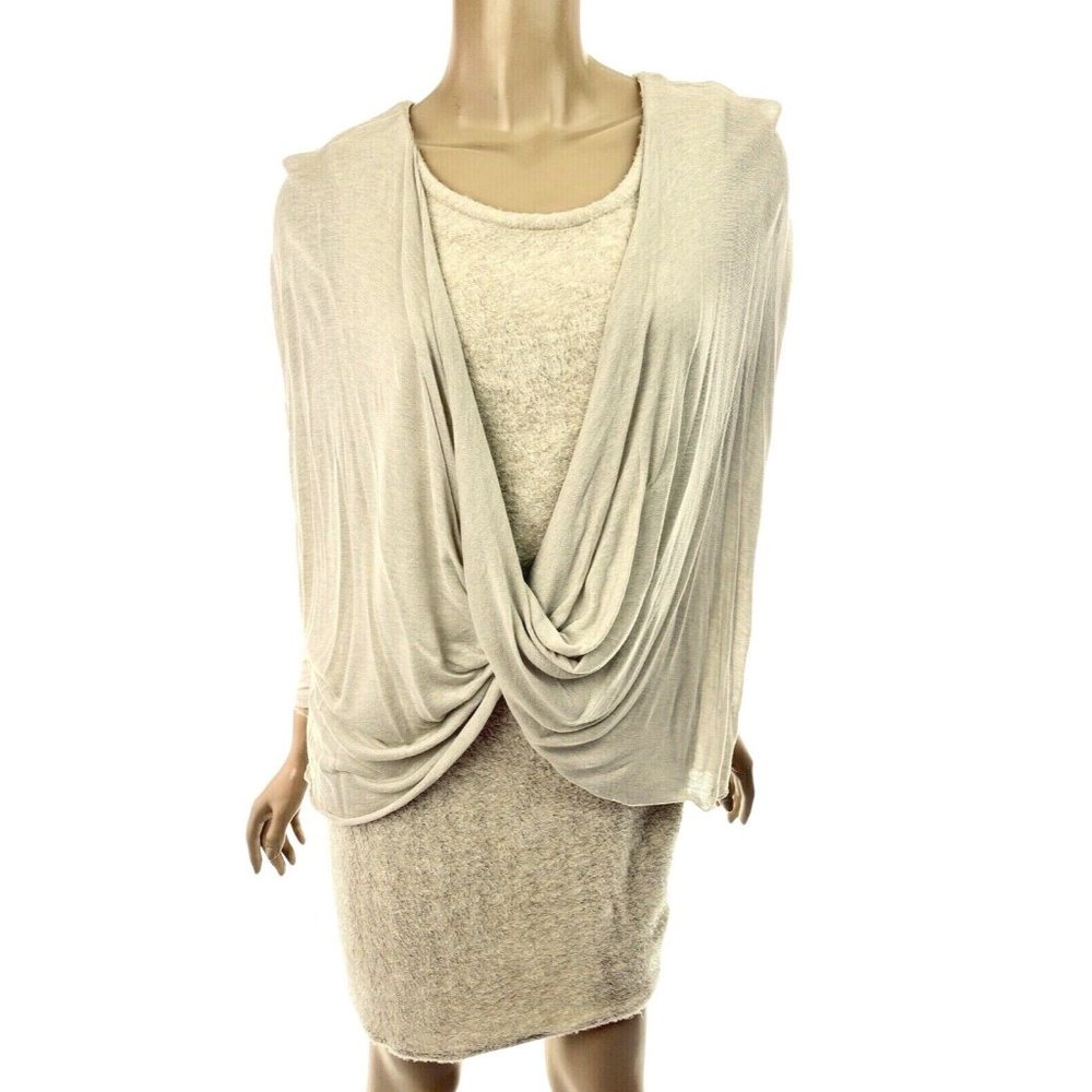 Amadi Light Brown Shawl Dress Petite S Modal Blend Shawl Over Sleeveless Dress